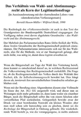 Titelblatt Verhältnis Wahl- und Abstimmungsrecht, 1990